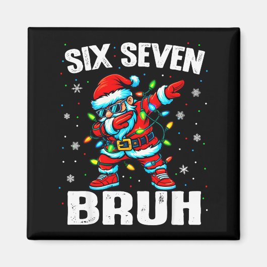 67 Bruh Christmas Six Seven Meme Dab Santa  Magneet (Voorkant)