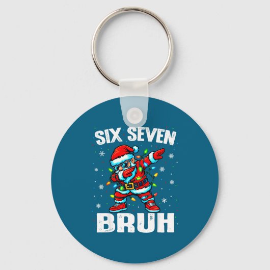67 Bruh Christmas Six Seven Meme Dab Santa  Sleutelhanger (Voorkant)