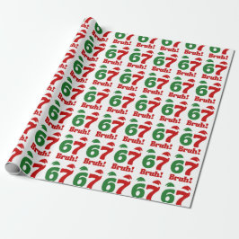 67 Bruh Funny Christmas Red and Green Santa Hat  Cadeaupapier