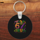 67 Bruh Funny Mardi Gras Mask Beads Costume Design Sleutelhanger (Voorkant)