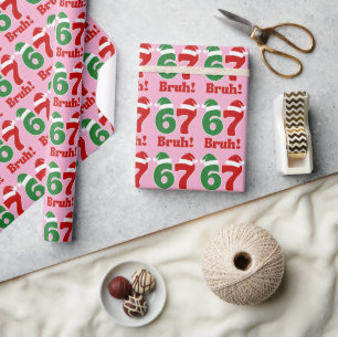 67 Bruh Grappige Kerst Rode en Groene Kerstman Hoe Cadeaupapier