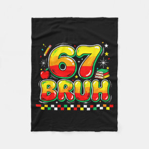 67 Bruh Grappige Meme Retro School Humor Zwarte Ge Fleece Deken