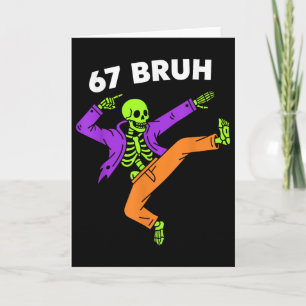 67 Bruh Halloween Dabbing Skelet Meme 6 7 Nummer Kaart