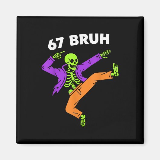 67 Bruh Halloween Dabbing Skelet Meme 6 7 Nummer Magneet (Voorkant)