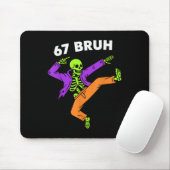 67 Bruh Halloween Dabbing Skelet Meme 6 7 Nummer Muismat (Met muis)