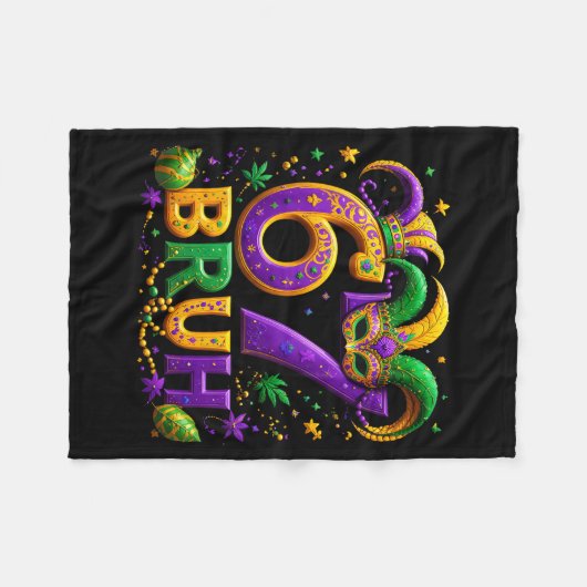 67 Bruh Jester Hat Feather Mask Mardi Gras Fleur D Fleece Deken (Voorkant (Horizontaal))