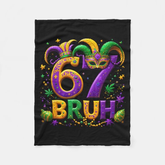 67 Bruh Jester Hat Feather Mask Mardi Gras Fleur D Fleece Deken (Voorkant)