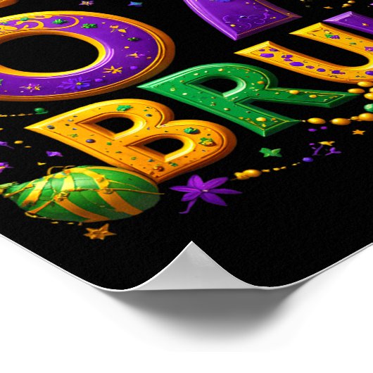 67 Bruh Jester Hat Feather Mask Mardi Gras Fleur D Poster (Hoek)