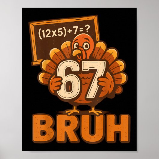 67 Bruh Kalkoen Thanksgiving Six Seven 6 7 Meme Jo Poster (Voorkant)