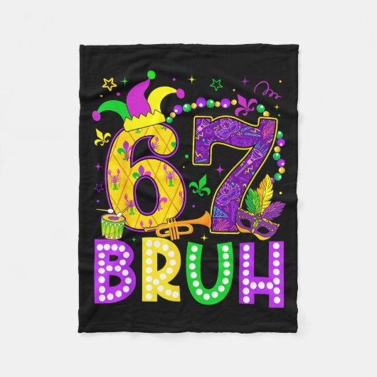 67 Bruh Mardi Gras Grappige Carnaval Meme Slang Ge Fleece Deken (Voorkant)