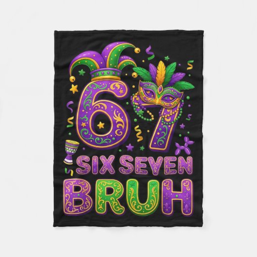 67 Bruh Mardi Gras Jester Mask New Orleans  Fleece Deken (Voorkant)