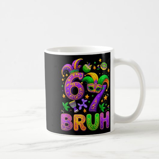 67 Bruh Mardi Gras Jester Mask New Orleans  Koffiemok (Rechts)
