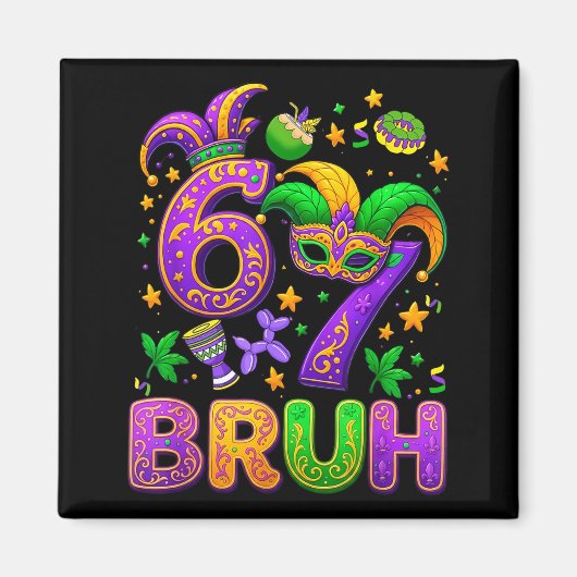 67 Bruh Mardi Gras Jester Mask New Orleans  Magneet (Voorkant)