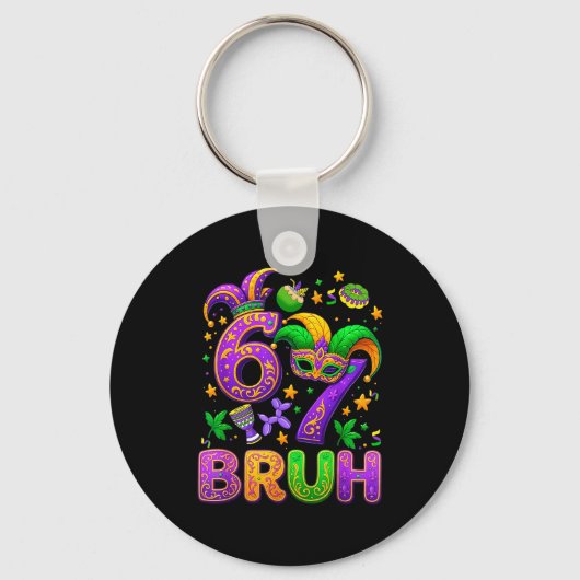 67 Bruh Mardi Gras Jester Mask New Orleans  Sleutelhanger (Voorkant)
