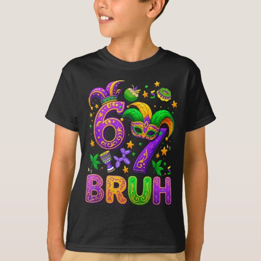 67 Bruh Mardi Gras Jester Mask New Orleans  T-shirt (Voorkant)
