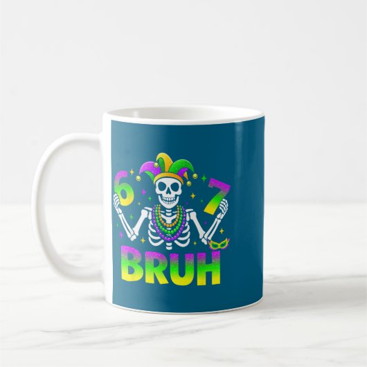 67 Bruh Mardi Gras Skelet Voor Kinderen Jongens Ma Koffiemok (Links)