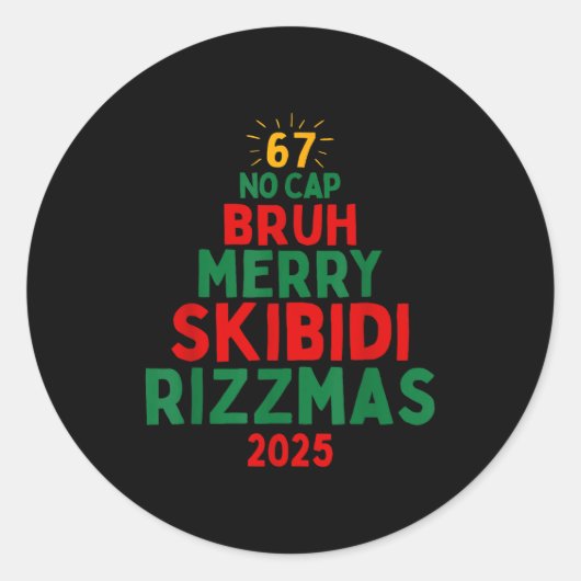 67 Bruh No Cap Skibidi Ohio Rizz Sigma Funny Gen A Ronde Sticker (Voorkant)