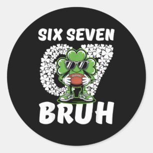 67 bruh shamrock voetbal zes zeven St. Patrick's Ronde Sticker