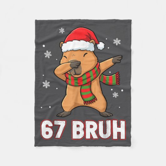 67 Bruh Six Seven Meme Capybara Christmas Kids Boy Fleece Deken (Voorkant)