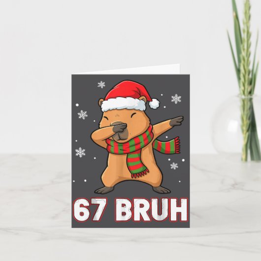 67 Bruh Six Seven Meme Capybara Christmas Kids Boy Kaart (Voorkant)