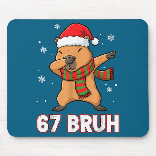 67 Bruh Six Seven Meme Capybara Christmas Kids Boy Muismat (Voorkant)