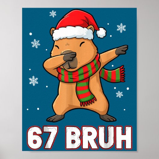 67 Bruh Six Seven Meme Capybara Christmas Kids Boy Poster (Voorkant)