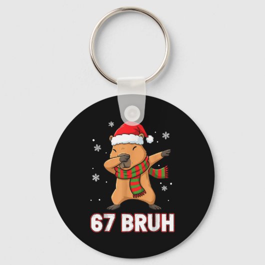 67 Bruh Six Seven Meme Capybara Christmas Kids Boy Sleutelhanger (Voorkant)