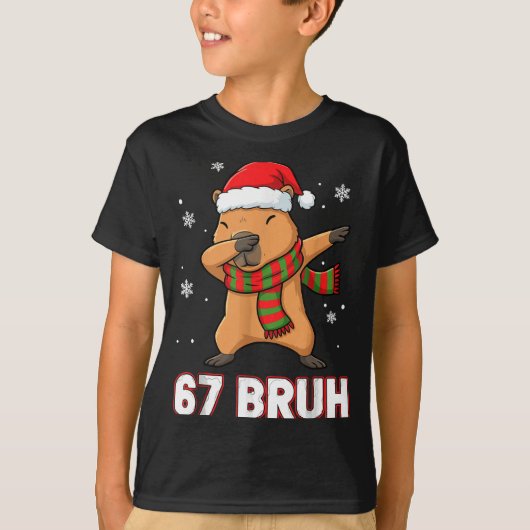 67 Bruh Six Seven Meme Capybara Christmas Kids Boy T-shirt (Voorkant)