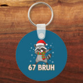 67 Bruh Six Seven Meme Raccoon Christmas Kids Boys Sleutelhanger (Voorkant)