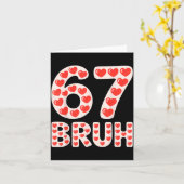 67 Bruh Valentine Hearts Funny Meme  Kaart (Gele Bloem)