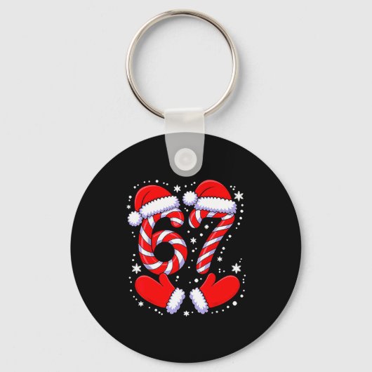 67 Candy Canes Santa  Sleutelhanger (Voorkant)