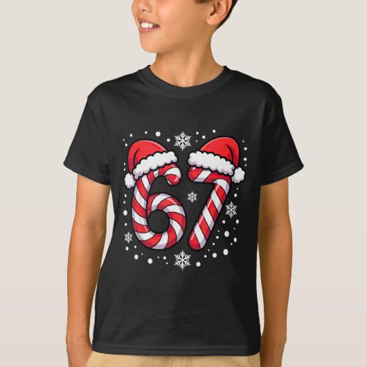 67 Candy Canes Santa  T-shirt (Voorkant)