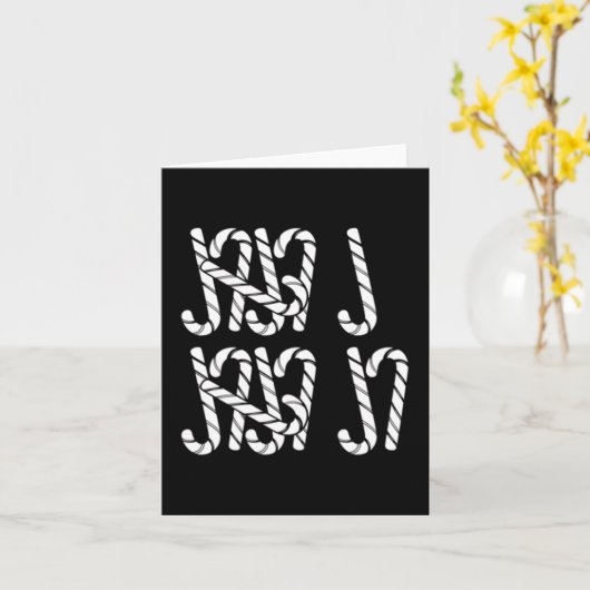 67 Candy Canes Tally Marks Xmas Long Sleeve  Kaart (Gele Bloem)