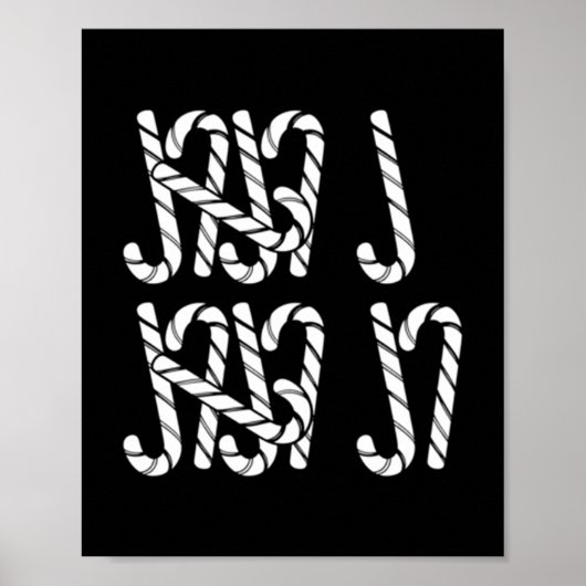 67 Candy Canes Tally Marks Xmas Long Sleeve  Poster (Voorkant)