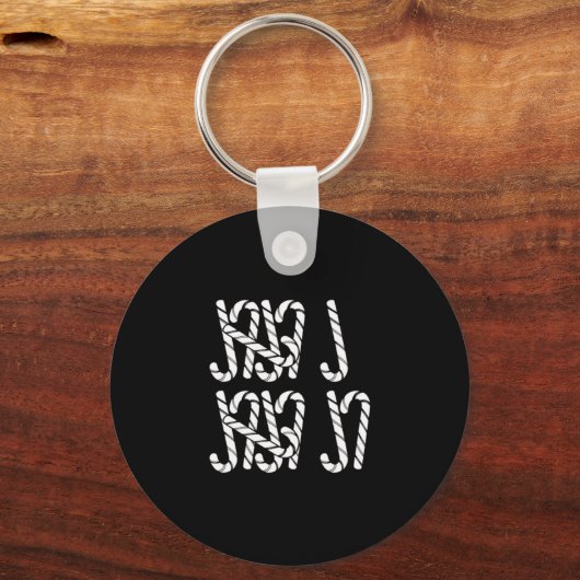 67 Candy Canes Tally Marks Xmas Long Sleeve  Sleutelhanger (Voorkant)