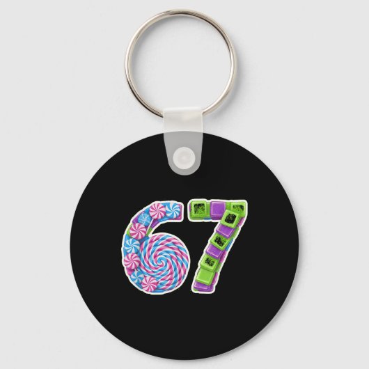 67 Candy Thema Nummer Plezier Ontwerp Sleutelhanger (Voorkant)