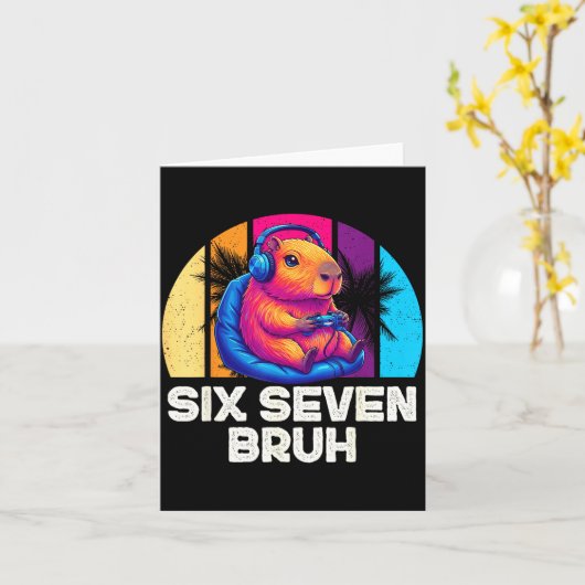 67 Capybara Funny Six Seven Bruh Capybara Video Ga Kaart (Gele Bloem)