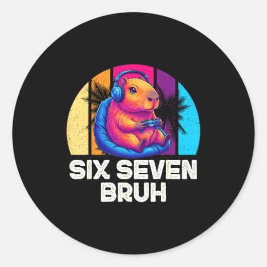 67 Capybara Funny Six Seven Bruh Capybara Video Ga Ronde Sticker (Voorkant)