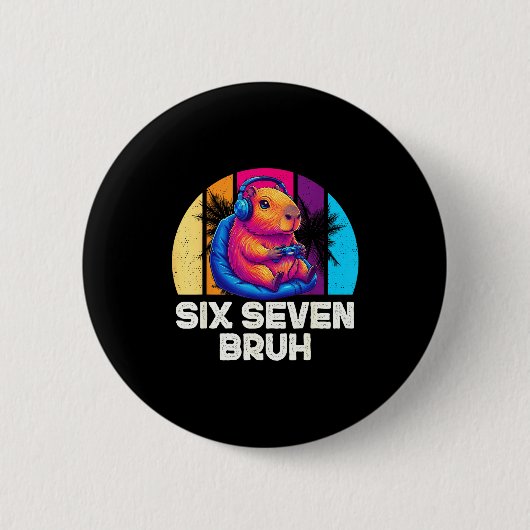 67 Capybara Grappig Zes Zeven Bruh Capybara Video Ronde Button 5,7 Cm (Voorkant)