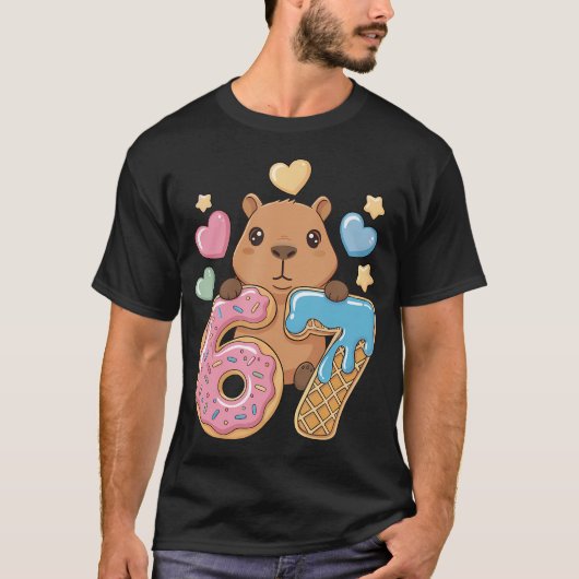 67 Capybara Ijsje Drip Cool Meme 6 7 Grappig T-shirt (Voorkant)