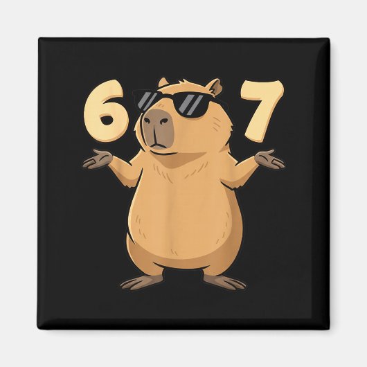 67 Capybara Meme 6 7 Aesthetic For Kids Young Adul Magneet (Voorkant)