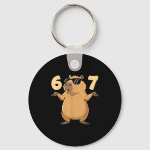 67 Capybara Meme 6 7 Esthetiek voor kinderen Jonge Sleutelhanger