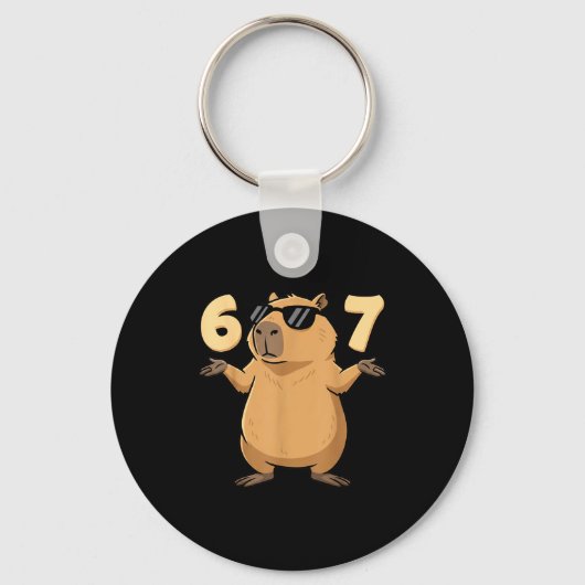 67 Capybara Meme 6 7 Esthetiek voor kinderen Jonge Sleutelhanger (Voorkant)
