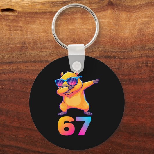 67 Capybara Six Seven Meme Animal Cool Capybara Da Sleutelhanger (Voorkant)