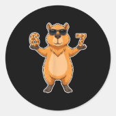 67 Capybara Sungles Gen Alpha Slang Funny Six Seve Ronde Sticker (Voorkant)