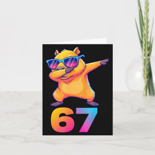 67 Capybara Zes Zeven Meme Dier Koele Capybara Da Kaart (Voorkant)