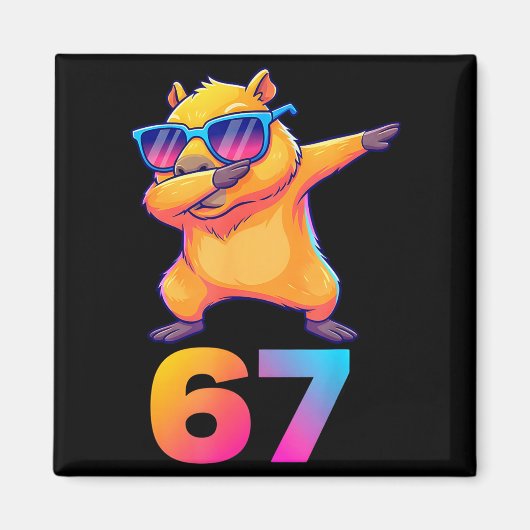 67 Capybara Zes Zeven Meme Dier Koele Capybara Da Magneet (Voorkant)