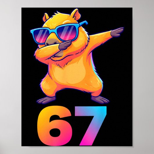 67 Capybara Zes Zeven Meme Dier Koele Capybara Da Poster (Voorkant)