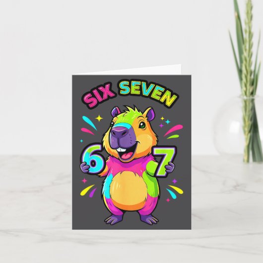 67 Cartoon Capybara Seven Six Gift Kaart (Voorkant)