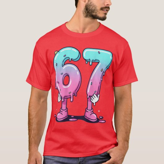 67 Cartoon Number Poster For Birthday Celebration  T-shirt (Voorkant)